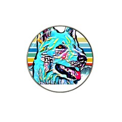 White Shepherd Turquoise Artsy T- Shirt White Shepherd (turquoise Artsy) T- Shirt Hat Clip Ball Marker by ZUXUMI