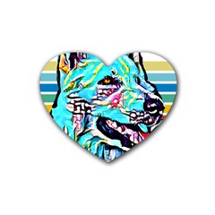 White Shepherd Turquoise Artsy T- Shirt White Shepherd (turquoise Artsy) T- Shirt Rubber Heart Coaster (4 Pack) by ZUXUMI