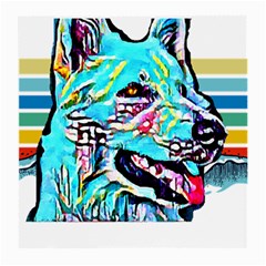 White Shepherd Turquoise Artsy T- Shirt White Shepherd (turquoise Artsy) T- Shirt Medium Glasses Cloth (2 Sides) by ZUXUMI