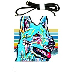 White Shepherd Turquoise Artsy T- Shirt White Shepherd (turquoise Artsy) T- Shirt Shoulder Sling Bag by ZUXUMI