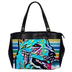 White Shepherd Turquoise Artsy T- Shirt White Shepherd (turquoise Artsy) T- Shirt Oversize Office Handbag by ZUXUMI