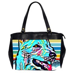 White Shepherd Turquoise Artsy T- Shirt White Shepherd (turquoise Artsy) T- Shirt Oversize Office Handbag (2 Sides) by ZUXUMI