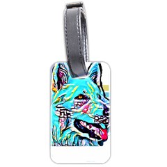 White Shepherd Turquoise Artsy T- Shirt White Shepherd (turquoise Artsy) T- Shirt Luggage Tag (two Sides)