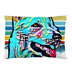 White Shepherd Turquoise Artsy T- Shirt White Shepherd (turquoise Artsy) T- Shirt Pillow Case (two Sides) by ZUXUMI