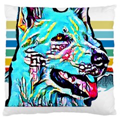 White Shepherd Turquoise Artsy T- Shirt White Shepherd (turquoise Artsy) T- Shirt Large Cushion Case (one Side) by ZUXUMI