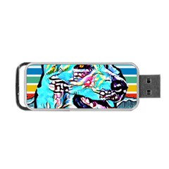 White Shepherd Turquoise Artsy T- Shirt White Shepherd (turquoise Artsy) T- Shirt Portable Usb Flash (one Side) by ZUXUMI