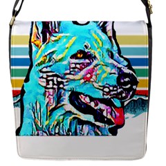 White Shepherd Turquoise Artsy T- Shirt White Shepherd (turquoise Artsy) T- Shirt Flap Closure Messenger Bag (s) by ZUXUMI