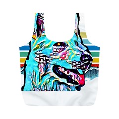 White Shepherd Turquoise Artsy T- Shirt White Shepherd (turquoise Artsy) T- Shirt Full Print Recycle Bag (m) by ZUXUMI