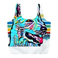 White Shepherd Turquoise Artsy T- Shirt White Shepherd (turquoise Artsy) T- Shirt Full Print Recycle Bag (l) by ZUXUMI