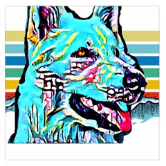 White Shepherd Turquoise Artsy T- Shirt White Shepherd (turquoise Artsy) T- Shirt Square Satin Scarf (36  X 36 ) by ZUXUMI