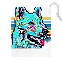 White Shepherd Turquoise Artsy T- Shirt White Shepherd (turquoise Artsy) T- Shirt Drawstring Pouch (5xl) by ZUXUMI