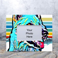 White Shepherd Turquoise Artsy T- Shirt White Shepherd (turquoise Artsy) T- Shirt White Tabletop Photo Frame 4 x6  by ZUXUMI