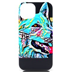 White Shepherd Turquoise Artsy T- Shirt White Shepherd (turquoise Artsy) T- Shirt Iphone 14 Black Uv Print Case by ZUXUMI