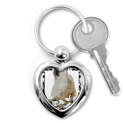 White Wolf T- Shirtwhite Wolf Howling T- Shirt Key Chain (heart) by ZUXUMI