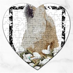 White Wolf T- Shirtwhite Wolf Howling T- Shirt Jigsaw Puzzle (Heart)