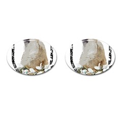 White Wolf T- Shirtwhite Wolf Howling T- Shirt Cufflinks (Oval)