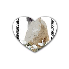 White Wolf T- Shirtwhite Wolf Howling T- Shirt Rubber Coaster (Heart)