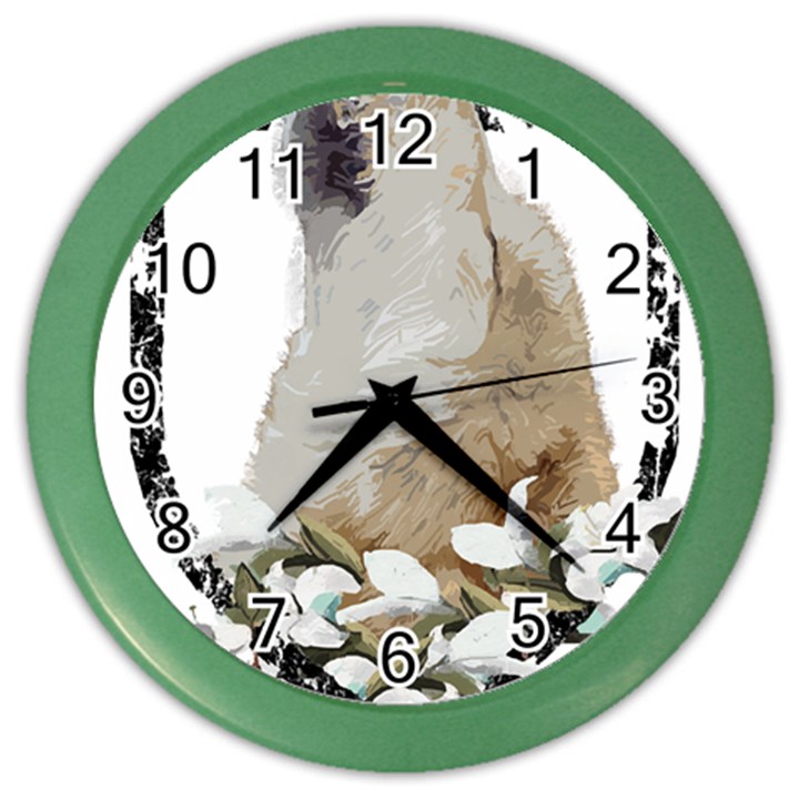 White Wolf T- Shirtwhite Wolf Howling T- Shirt Color Wall Clock