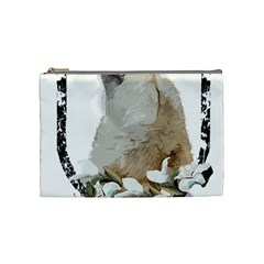 White Wolf T- Shirtwhite Wolf Howling T- Shirt Cosmetic Bag (medium) by ZUXUMI