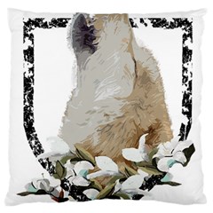 White Wolf T- Shirtwhite Wolf Howling T- Shirt Large Premium Plush Fleece Cushion Case (Two Sides)