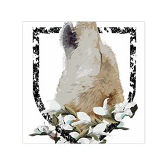 White Wolf T- Shirtwhite Wolf Howling T- Shirt Square Satin Scarf (30  X 30 ) by ZUXUMI