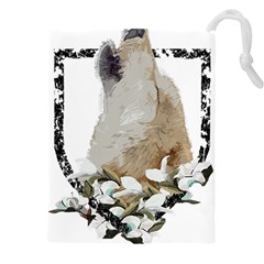 White Wolf T- Shirtwhite Wolf Howling T- Shirt Drawstring Pouch (4xl) by ZUXUMI