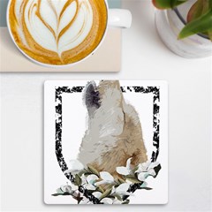 White Wolf T- Shirtwhite Wolf Howling T- Shirt Uv Print Square Tile Coaster  by ZUXUMI