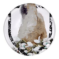 White Wolf T- Shirtwhite Wolf Howling T- Shirt Round Glass Fridge Magnet (4 pack)