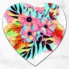 Bouquet Flowers T- Shirt B O U Q U E T Flowers T- Shirt Jigsaw Puzzle (heart) by JamesGoode