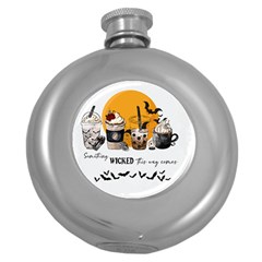 Wicked T- Shirt Something Wicked This Way Comes T- Shirt Round Hip Flask (5 Oz) by ZUXUMI