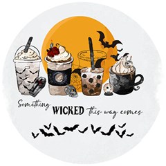 Wicked T- Shirt Something Wicked This Way Comes T- Shirt Wooden Puzzle Round by ZUXUMI