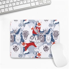 Wildlife Animals T- Shirt Canadian Wild Geometric Animals    Blue Background Brown Bear Bull Moose B Small Mousepad by ZUXUMI