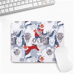 Wildlife Animals T- Shirt Canadian Wild Geometric Animals    Blue Background Brown Bear Bull Moose B Small Mousepad Front