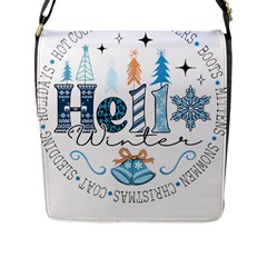 Winter Season T- Shirt Hello Winter T- Shirt Flap Closure Messenger Bag (l) by ZUXUMI