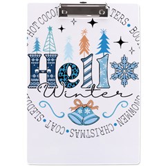 Winter Season T- Shirt Hello Winter T- Shirt A4 Acrylic Clipboard by ZUXUMI