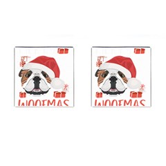 Winter T- Shirt English Bulldog Merry Christmas T- Shirt Cufflinks (square) by ZUXUMI