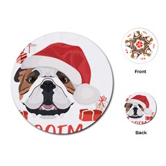 Winter T- Shirt English Bulldog Merry Christmas T- Shirt Playing Cards Single Design (round) by ZUXUMI