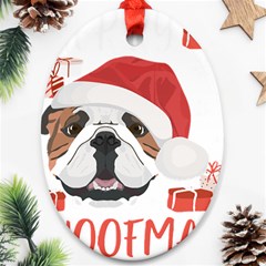 Winter T- Shirt English Bulldog Merry Christmas T- Shirt Oval Ornament (two Sides) by ZUXUMI