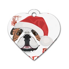 Winter T- Shirt English Bulldog Merry Christmas T- Shirt Dog Tag Heart (one Side) by ZUXUMI