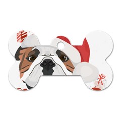 Winter T- Shirt English Bulldog Merry Christmas T- Shirt Dog Tag Bone (one Side) by ZUXUMI