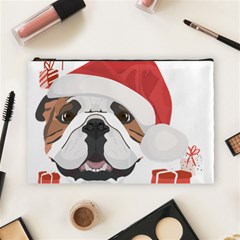 Winter T- Shirt English Bulldog Merry Christmas T- Shirt Cosmetic Bag (large) by ZUXUMI