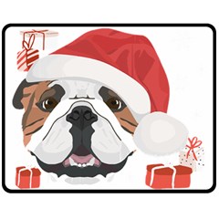 Winter T- Shirt English Bulldog Merry Christmas T- Shirt Fleece Blanket (medium) by ZUXUMI