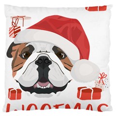 Winter T- Shirt English Bulldog Merry Christmas T- Shirt Large Cushion Case (two Sides) by ZUXUMI