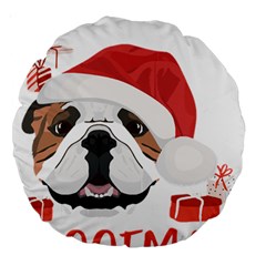 Winter T- Shirt English Bulldog Merry Christmas T- Shirt Large 18  Premium Round Cushions by ZUXUMI