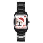 Winter T- Shirt English Bulldog Merry Christmas T- Shirt Stainless Steel Barrel Watch Front