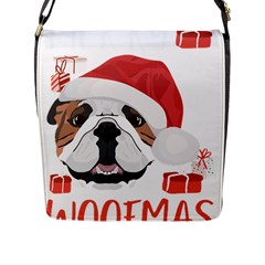 Winter T- Shirt English Bulldog Merry Christmas T- Shirt Flap Closure Messenger Bag (l) by ZUXUMI