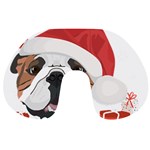 Winter T- Shirt English Bulldog Merry Christmas T- Shirt Travel Neck Pillow Front