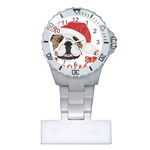 Winter T- Shirt English Bulldog Merry Christmas T- Shirt Plastic Nurses Watch Front