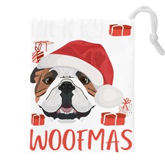 Winter T- Shirt English Bulldog Merry Christmas T- Shirt Drawstring Pouch (4xl) by ZUXUMI