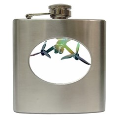 Drone Racing Gift T- Shirt Distressed F P V Drone Racing Drone Pilot Racer Pattern T- Shirt (5) Hip Flask (6 Oz)